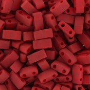 Miyuki half tila 5x2.4mm Perlen - Matted metallic brick red HTL-2040